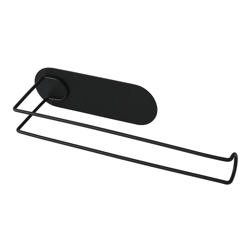 Kitchen paper towel holder without punching iron paper holder plastic wrap hanger cabinet door roll paper wall-mounted storage hanger