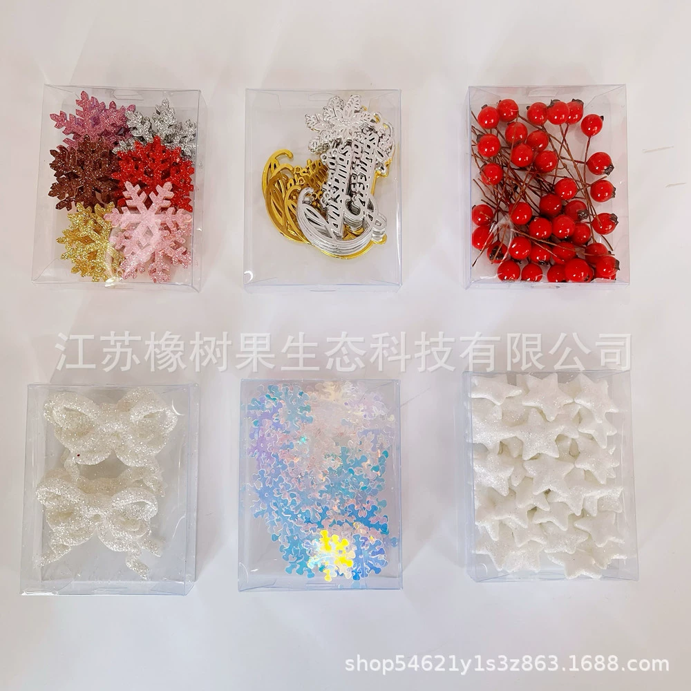 Рождественский маленький гранат, акриловый бант, пенопластовая пятиконечная звезда в коробке (6 видов стилей) праздничное украшение