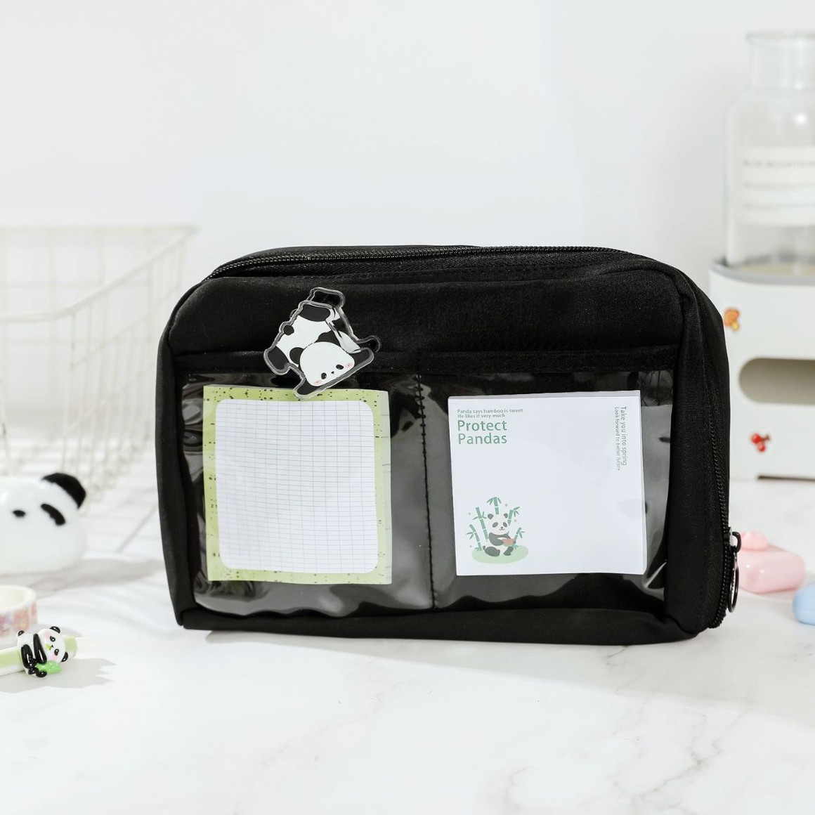 Estuche para lápices de panda de 12 capas, bolsa de papelería de gran capacidad, estuche de lápices de alta calidad para estudiantes de secundaria.