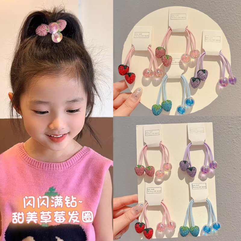 女童闪亮兔子球球双头绕绕发绳高上学高马尾高弹不伤发头绳发圈|undefined