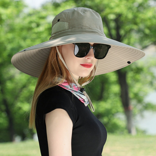 Extra-large brim sun hat for women, summer outdoor beach UV protection sun hat, men's hiking casual sunshade hat