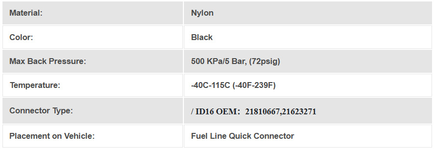 21810667 is suitable for Volvo fuel connectors, fuel line connectors, and injector pipe connectors