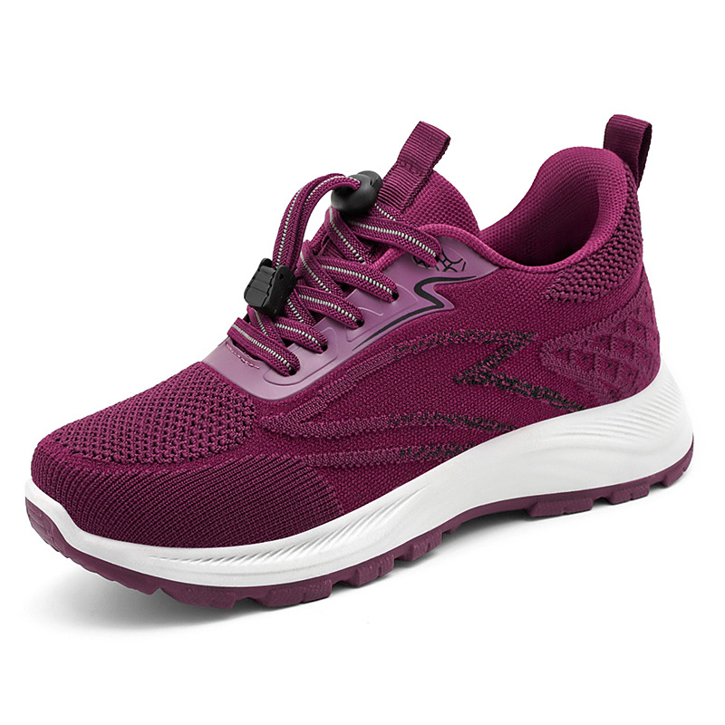Zapatos para mamá, zapatos de algodón para caminar de primavera, zapatos casuales transpirables de punto, zapatos de mujer de una pieza para envío directo, zapatos de malla ligeros y cómodos.