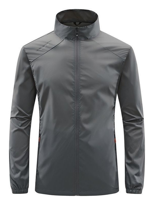 Chaqueta transpirable de seda de hielo ropa casual de protección solar con cuello alto para hombres gabardina de piel chaqueta fina de verano pesca impermeable