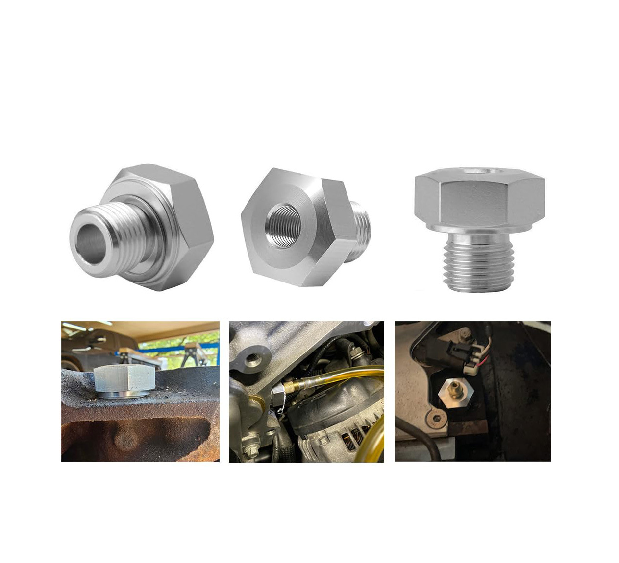Oil Pressure Sensor Adapter M16 1.5 and M12 1.5 to 1/8 NPT