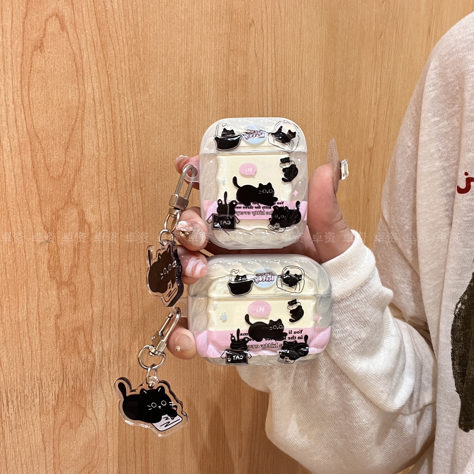 Funda Protectora para Auriculares con Diseño de Gato Negro de Dibujos Animados, Compatible con Apple Airpods 4, Airpods Pro 3