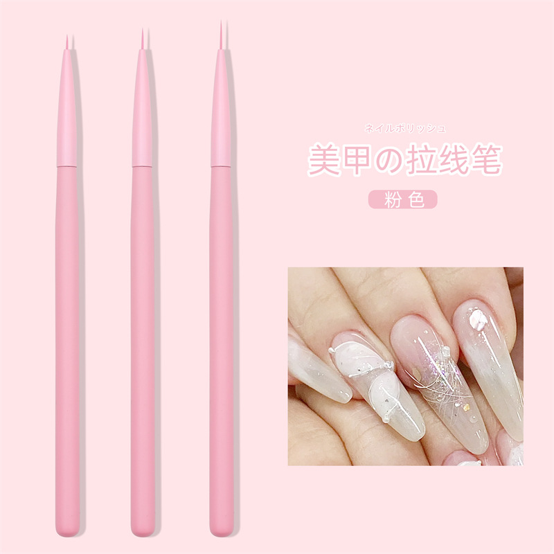 Nuevo estilo de arte de uñas transfronterizo 3 piezas de macarons color madera nail manicura trailer lápiz de dibujo de hilo de gancho de arte de uñas japonés bolígrafo de dibujo