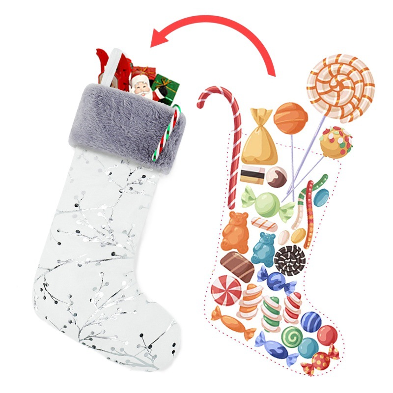 Amazon nuevo patrón de nieve de felpa calcetines de Navidad decoraciones de Navidad bolsa de regalo colgante