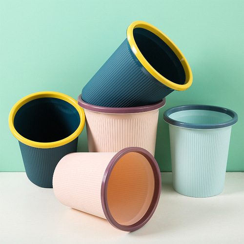 Creative and simple plastic ring trash can household lidless kitchen trash can large garbage basket classification trash can