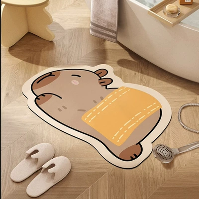 Avtomobil döşəmə paspasları – Bathroom Door Non-Slip Mat Stain-Resistant - bath-towel-card-leather-4060cm-diatom-mud-floor-mat