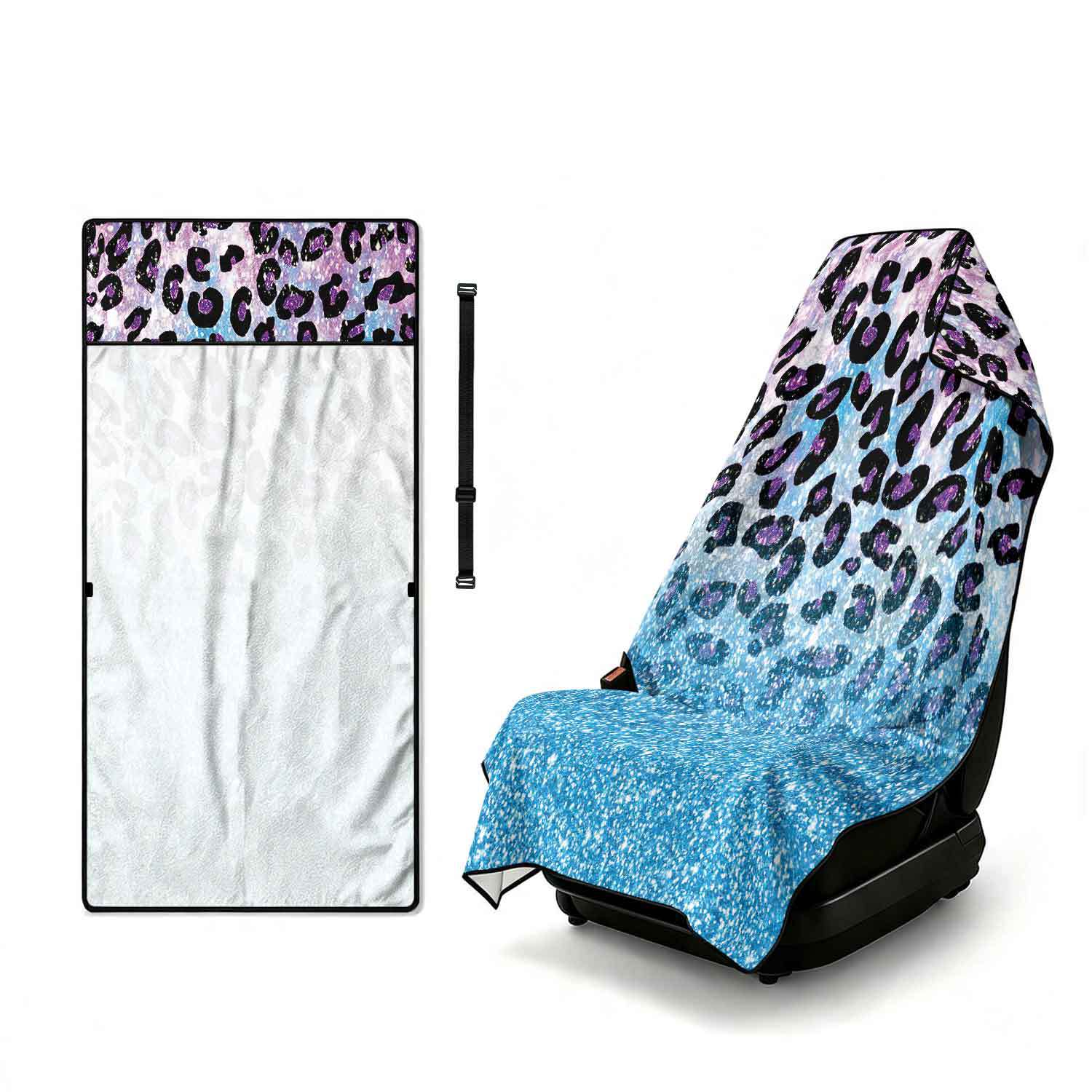 Printed bath towel and car seat cover 2-in-1, ultra-fine fiber outdoor beach and car dual-use universal seat cushion