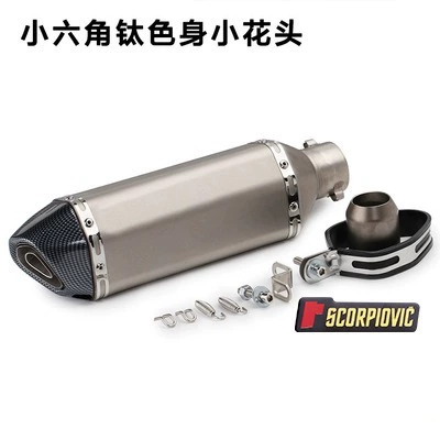 Racing Small Hexagon Universal — Motorcycle exhaust pipe - 370-small-hexagonal-titanium-flower-head