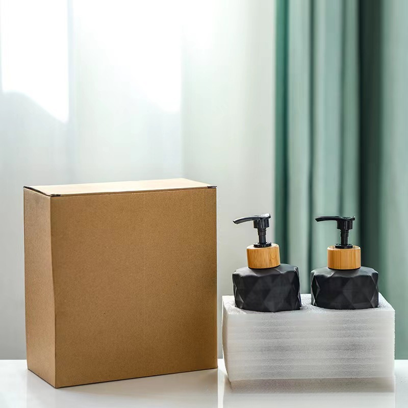 Dispensador de jabón líquido de vidrio negro mate, frasco recargable para baño o cocina