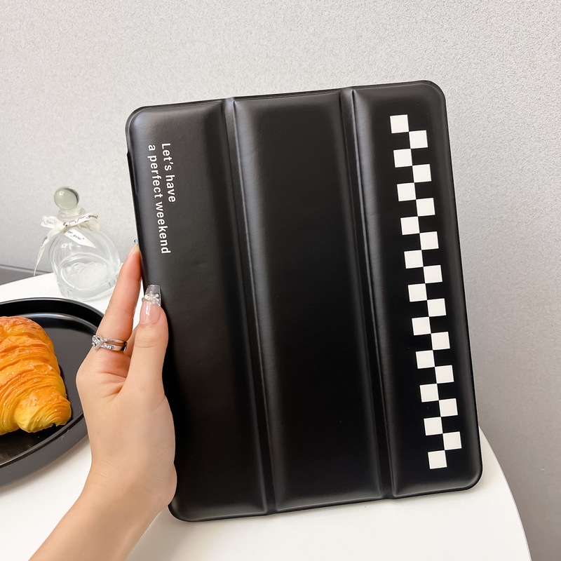 For Samsung Tab S9 PLUS Triple Folding Slot Protective Cover S9FE 12.4 Creative Down Jacket Airbag Shell