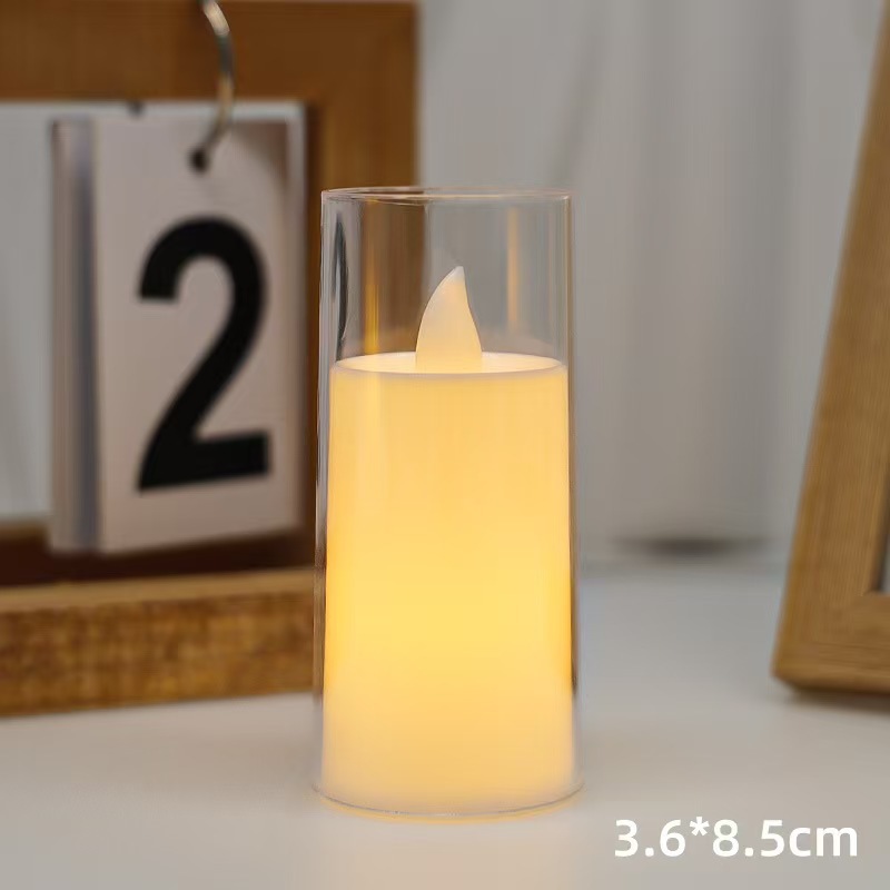 Vela electrónica LED Luz de vela electrónica Adornos Vaso de cristal de simulación Cumpleaños Accesorios de boda creativos Luz larga