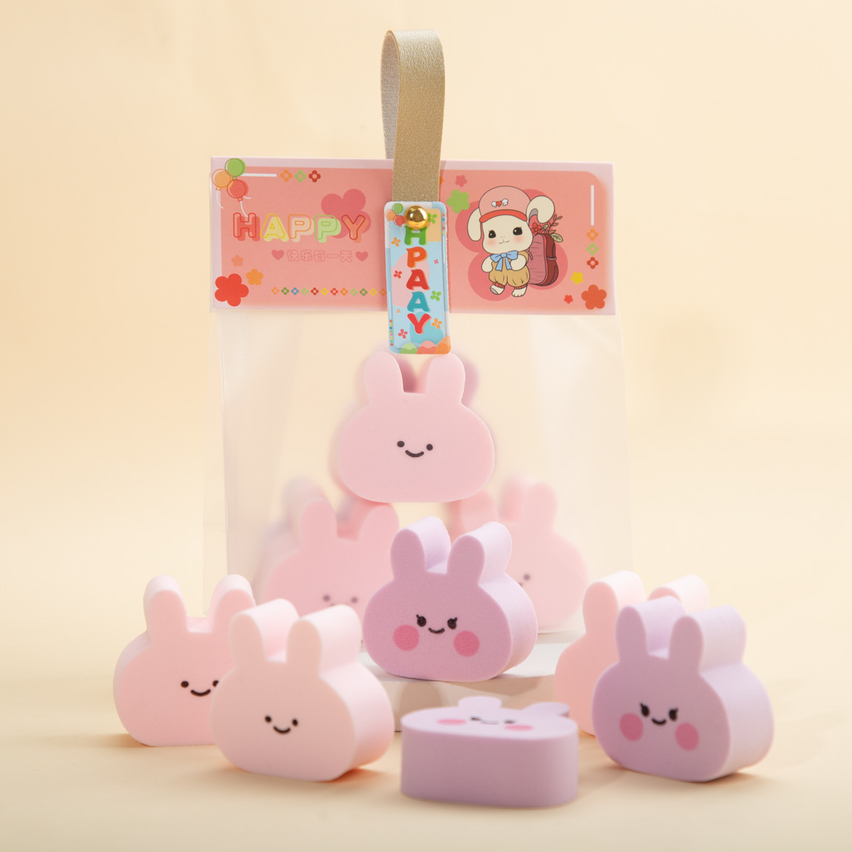 Nuevo conejito mojado y seco esponja puff maquillaje facial belleza herramientas Rosa 6 puff bolsas al por mayor