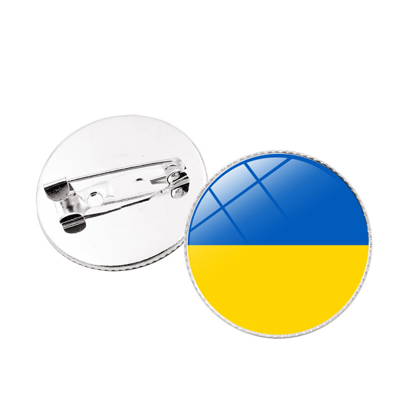 Ukraine flag Time Gem brooch badge cross-border European and American accessories retro pin clothing jewelry wholesale