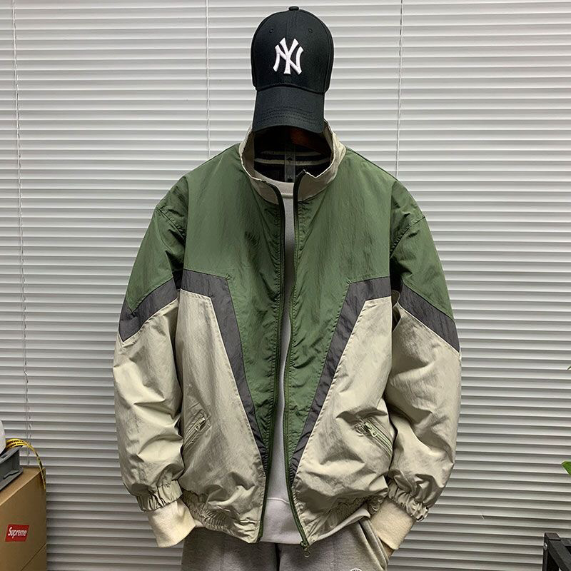 Kişi üçün kontrast yaxalıqlı yüngül casual jaket