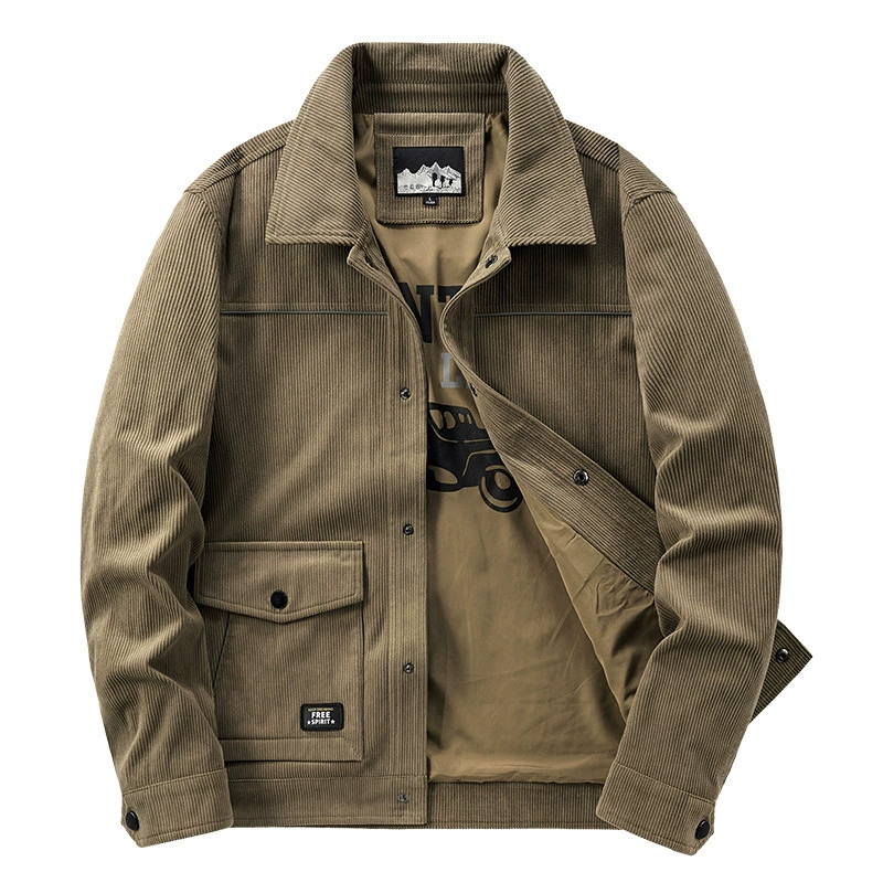 Трансграничная Осенняя Новая мужская повседневная Вельветовая куртка, Мужская свободная Мужская куртка больших размеров с лацканами, Мужская 2216