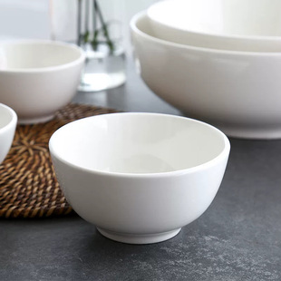 Yubao Fang Wholesale Commercial Hotel Western Restaurant Restaurant Ceramic Tableware Restaurant Thickeneded White Rice Bowl Soup Bowl