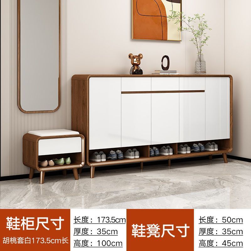 新しい中国風の無垢材の靴キャビネット、家の玄関の玄関収納キャビネット、大容量の多層壁収納キャビネット|undefined