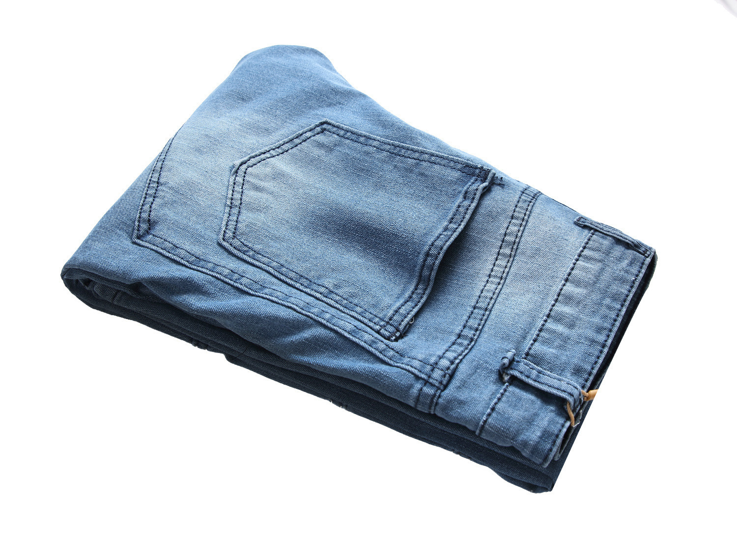 Men's jeans with personalized trendy folds, slim fit and elastic fit, men's fashionable pants_voghion.com
