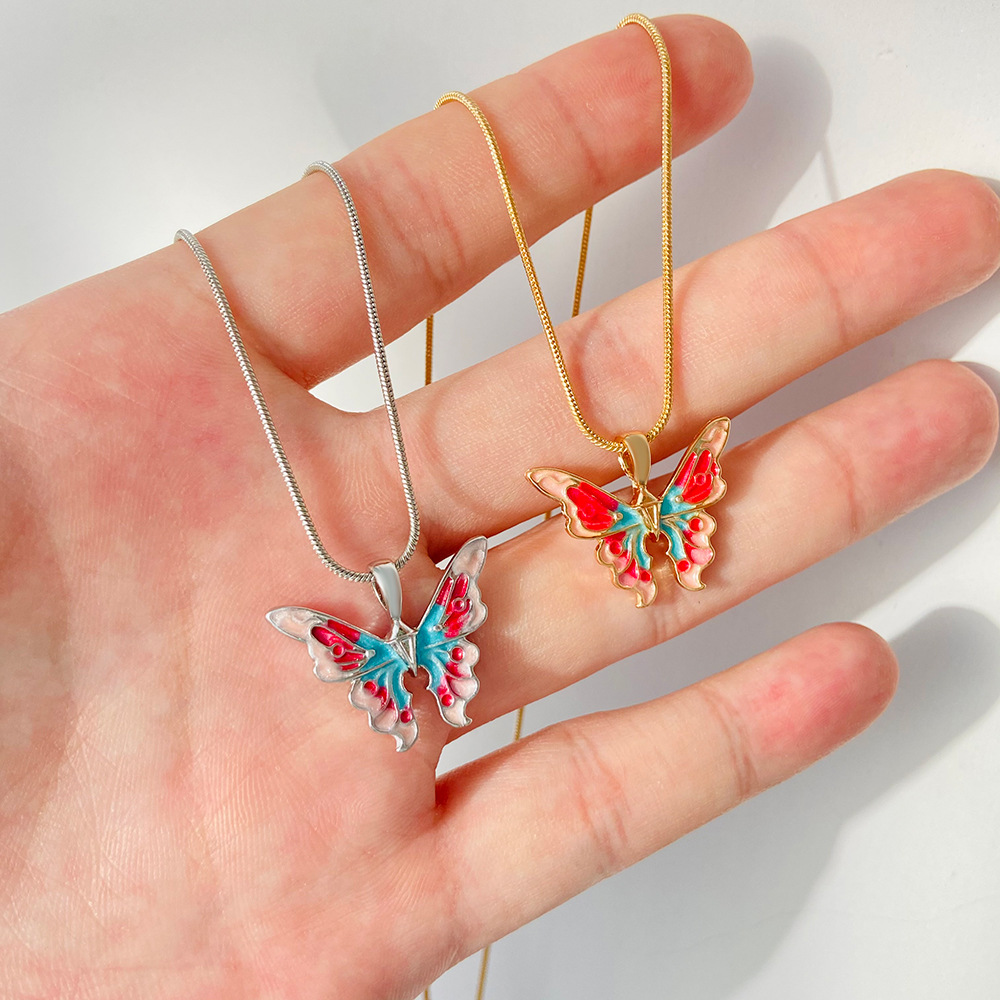 Fashion Butterfly Alloy Enamel Women's Pendant Necklace 1 Piece display picture 2