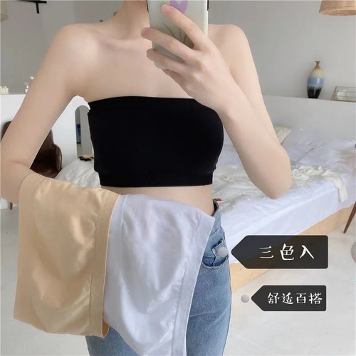 One-line circumference without padding, inner bra, female student's tube top, anti-exposure, can be worn outside, bottoming, traceless underwear, no straps