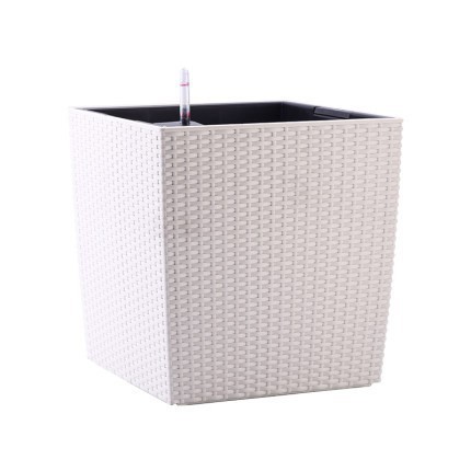 Suministro directo de fábrica de ratán-como maceta cuadrada caja de plantación Nordic automático absorbente perezoso ratán-como maceta al por mayor