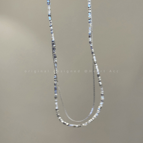 Ins cool breeze shatter silver double-layer necklace for women, high-end design sense, niche clavicle chain, new accessory for 