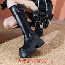 松糕厚底显瘦显腿长高筒骑士靴内增高小个子公主瘦瘦靴新款秋冬靴