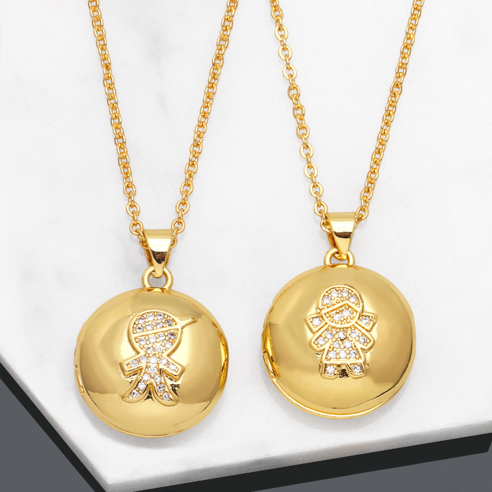 Fashion Human Copper Pendant Necklace Inlay Zircon Copper Necklaces