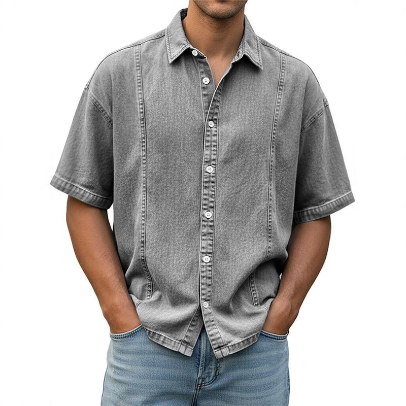 Amazon 2026 Spring/Summer New Men's Fashion Casual Business Urban Versatile Shirt with Turn-Down Collar and Buttons, Solid Color Short Sleeve for Men