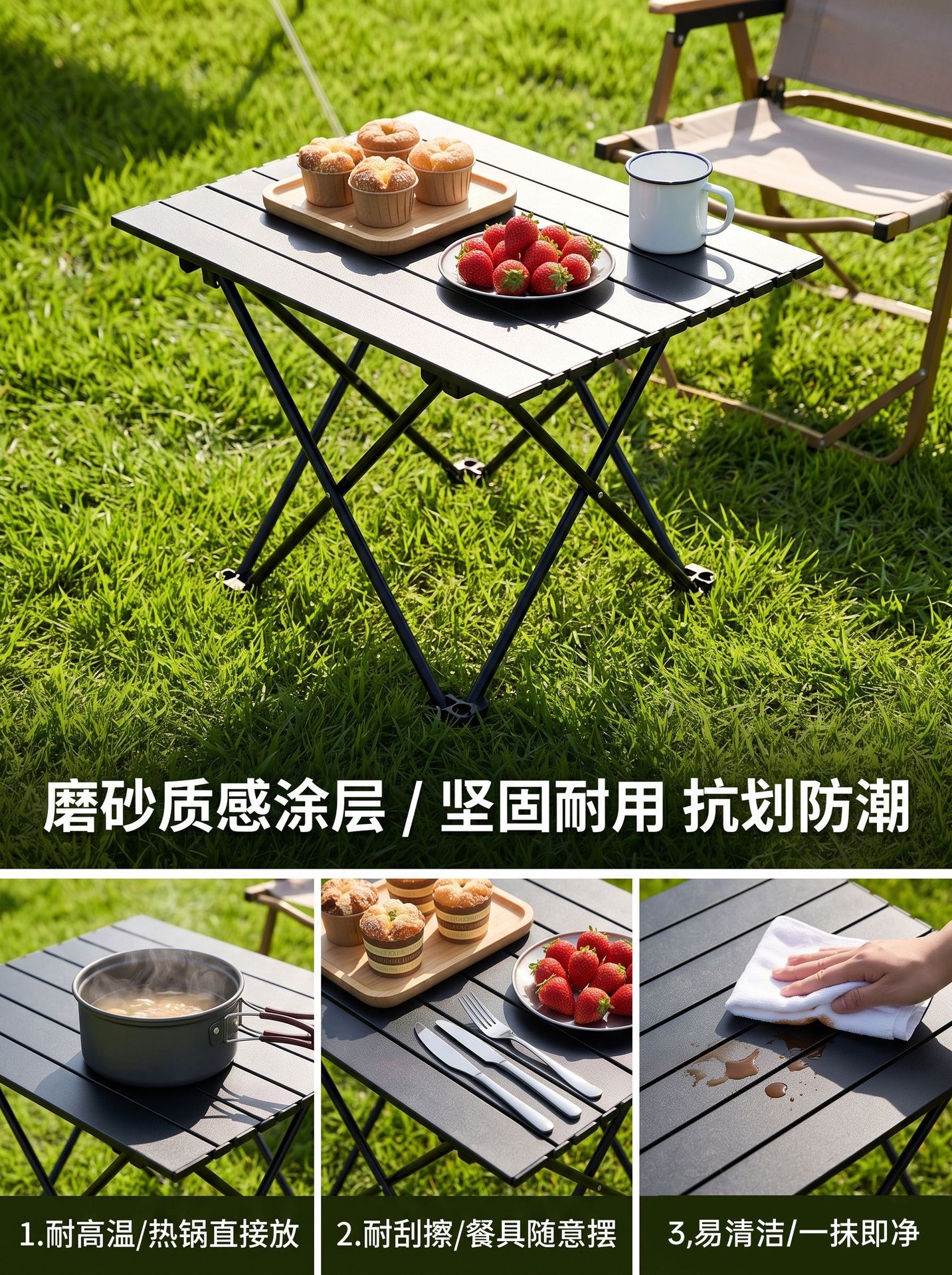 Ruida tabla plegable al aire libre acero al carbono mesa de picnic mesa portátil acampada mesa de rollos de huevo set de equipos de suministros al aire libre