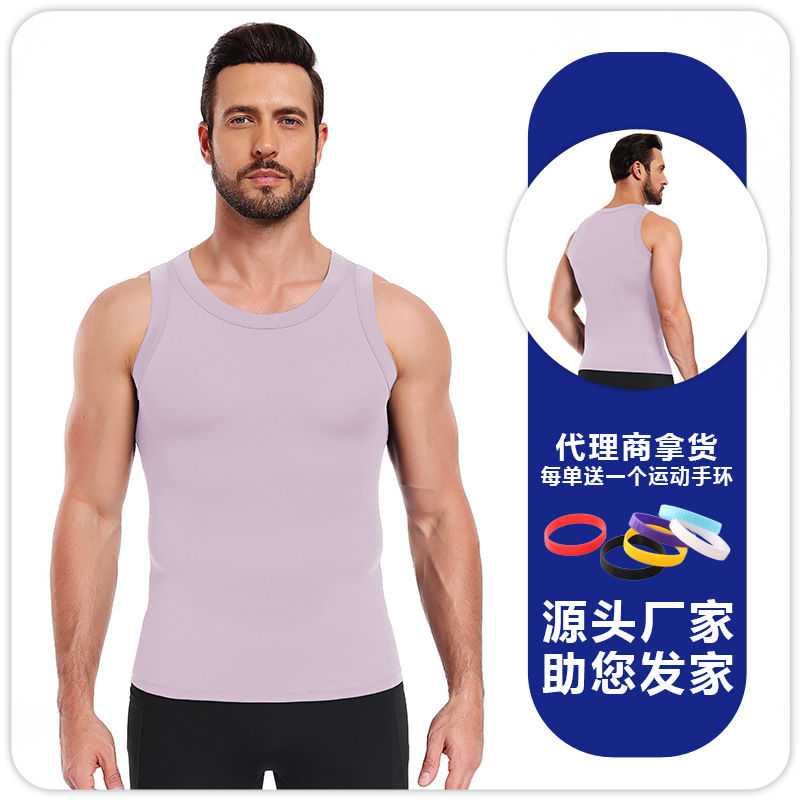 hombre chaleco ajustado de color sólido culturismo deportivo rápido secado chaleco de obstáculos entrenamiento de entrenamiento de entrenamiento leggings camiseta