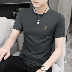 Milk Silk Youth Men's Ice Silk Short Sleeve T-Shirt Summer Casual Business Korean Style Quick-Dry T-Shirt Top for Men