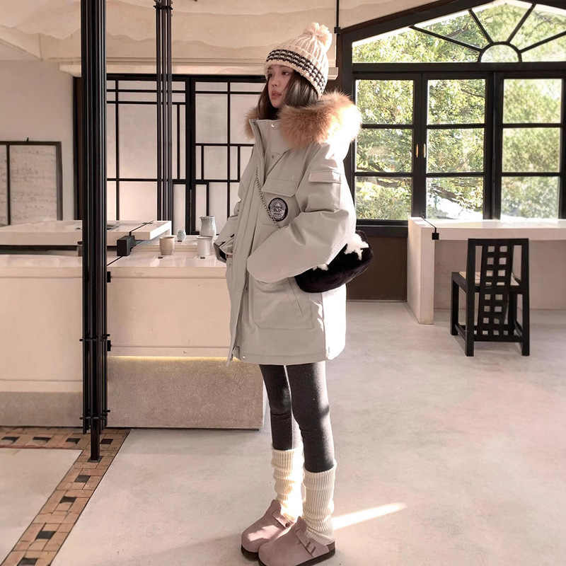 Winter New down Cotton Jacket for Women, High-End Style, Mid-Length 2025 Korean Version, Thickened Workwear Cotton Coat Winter New down Cotton Jacket for Women, High-End Style, Mid-Length 2025 Korean Version, Thickened Workwear Cotton Coat