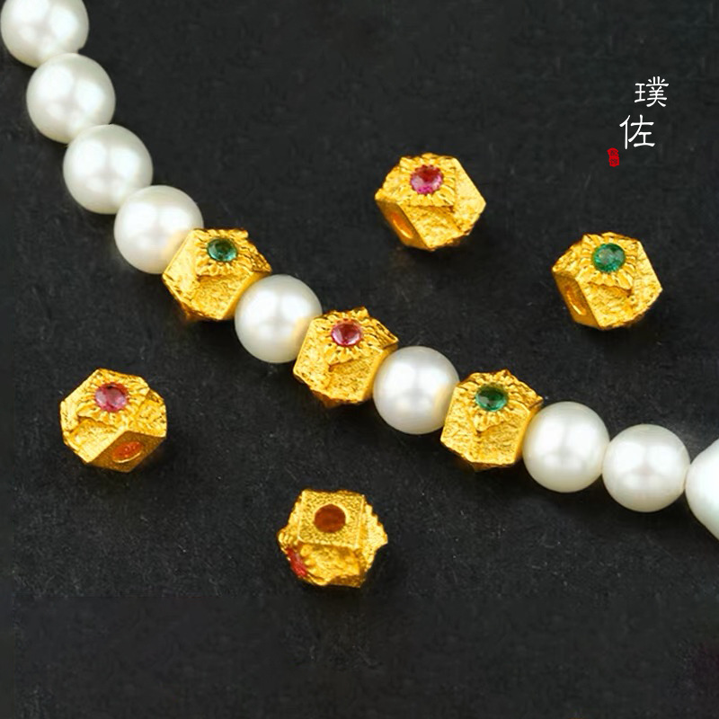 Gold Shop Same Color Ancient Sand Gold Polished Beads Accessories DIY Jewelry Making Supplies for Bracelets and Necklaces