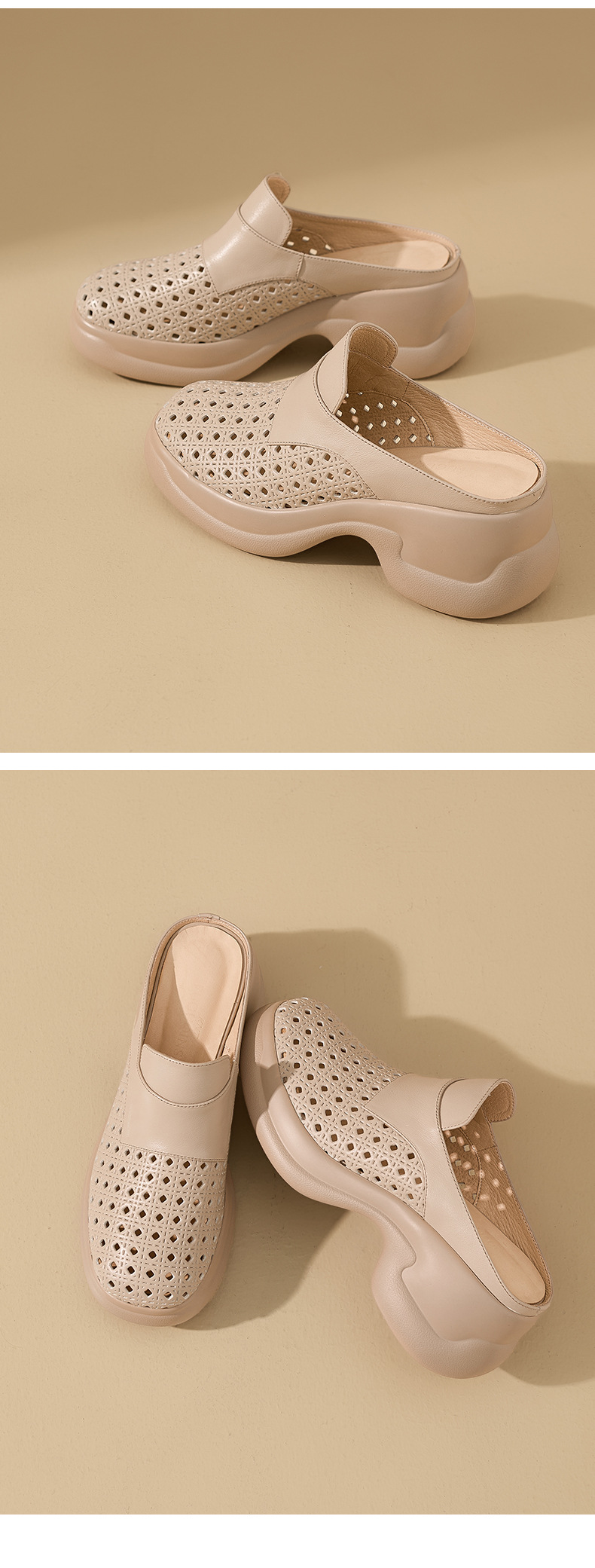 Sandal cao gót nữ mũi hở đế dày 6,5 cm — màu trắng ngà chi tiết 11