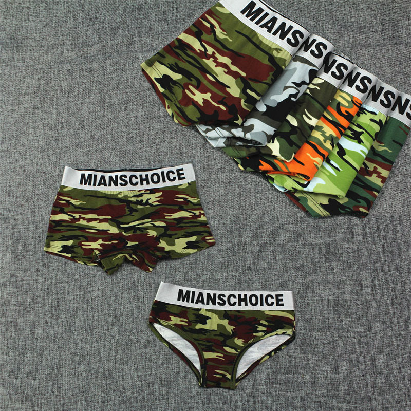 Pure Cotton Breathable Antibacterial Wide-Brimmed Mid-Waist Women's Camouflage Boxer Briefs Unisex Les Women's Tt Underwear