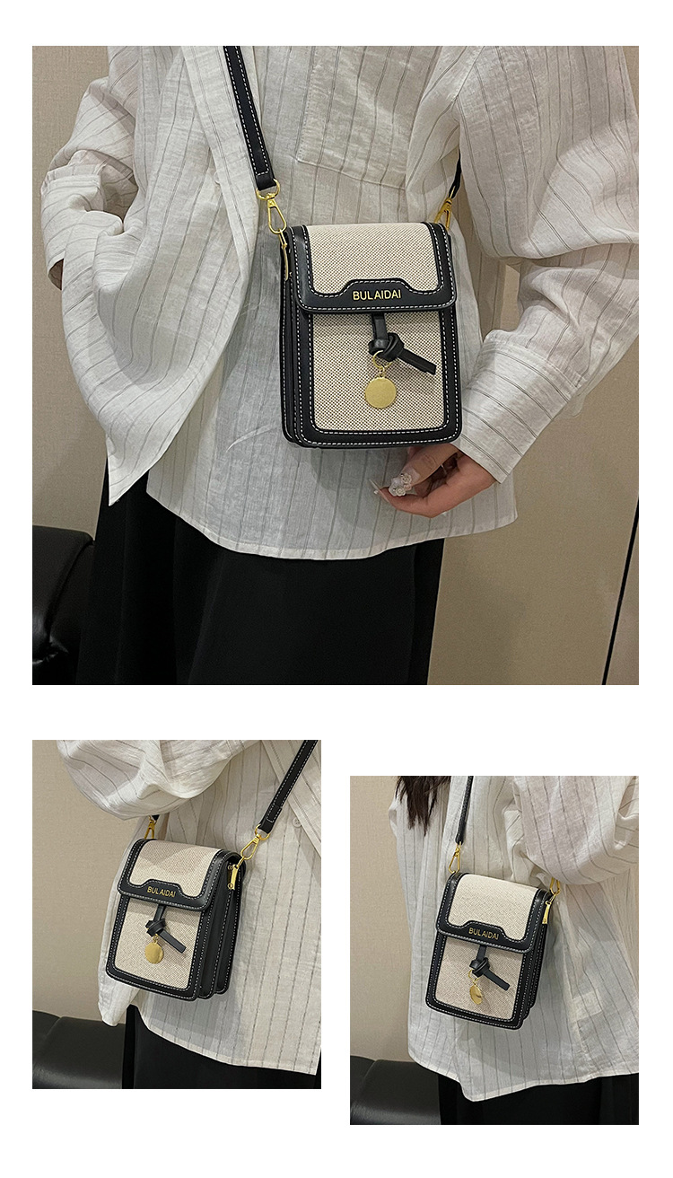 Damen Umhängetasche Für Handys, Leinen Stoff Mit Farbblock Design_voghion.com