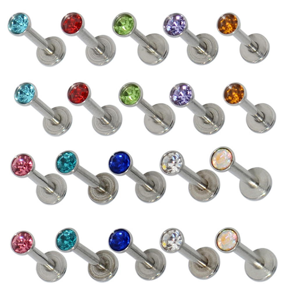 Personalized Stainless Steel Nose Piercing Stud With Rhinestone_voghion.com