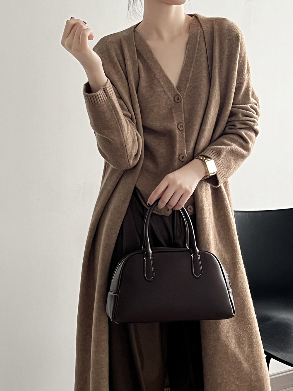 Koreanische lose mittellangen bis langen gestrickten Strickjacke Jacke für Frauen Herbst und Winter neue Artikel, kleine Pullover Weste zweiteilige_voghion.com