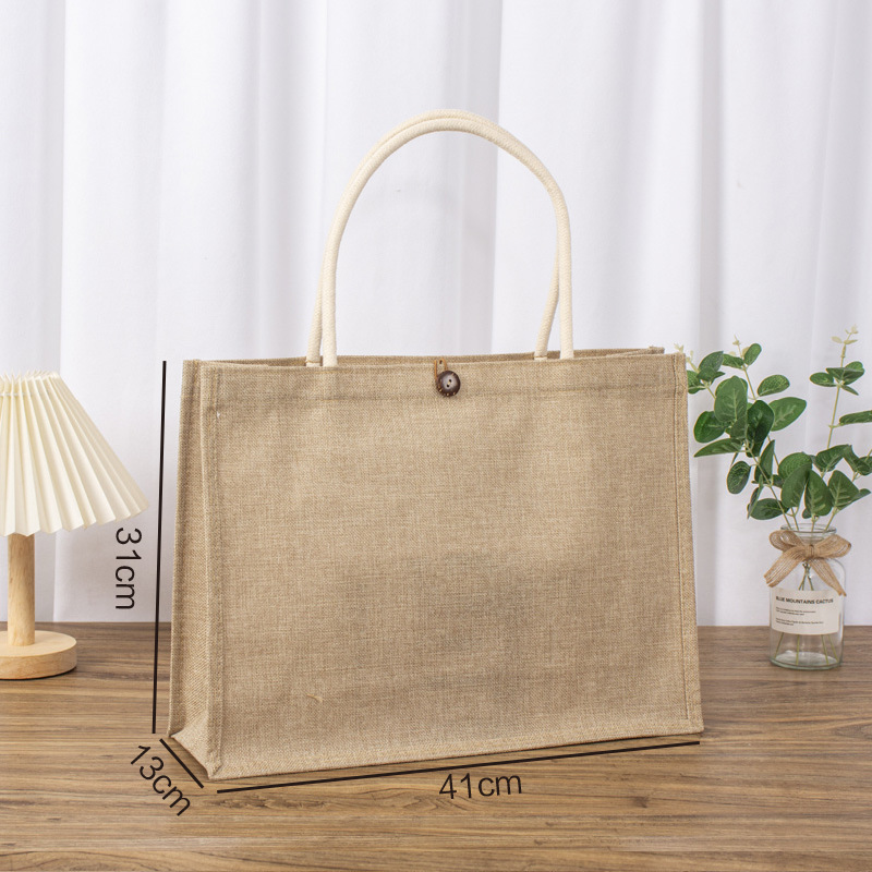 Bolsa de lino simple retro jute portátil bolsas de regalo de regalo de gran capacidad bolsas de lino personalizadas