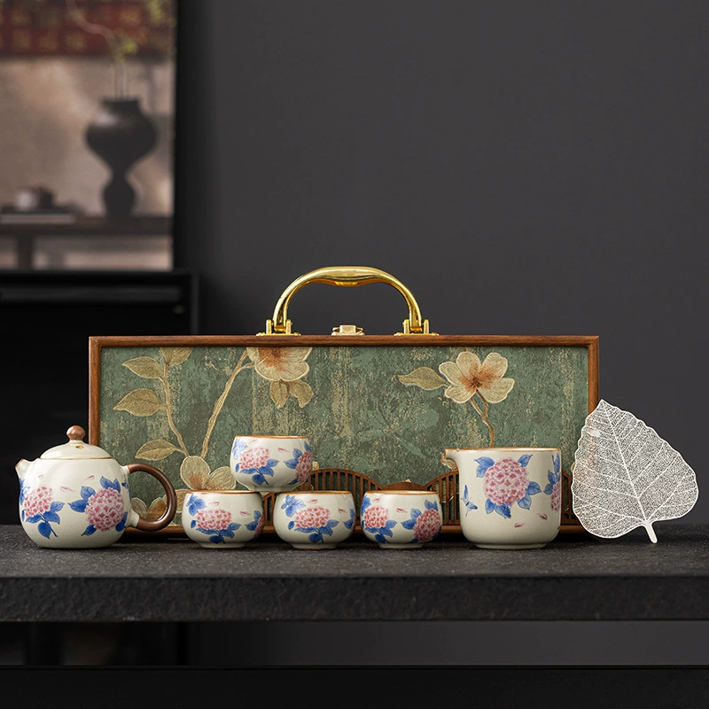 Tea set, gift box, retro teapot, ceramic tea cup, Chinese style