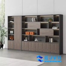 办公室老板背景柜实木文件柜置物柜木质书柜储物柜资料展示柜靠墙
