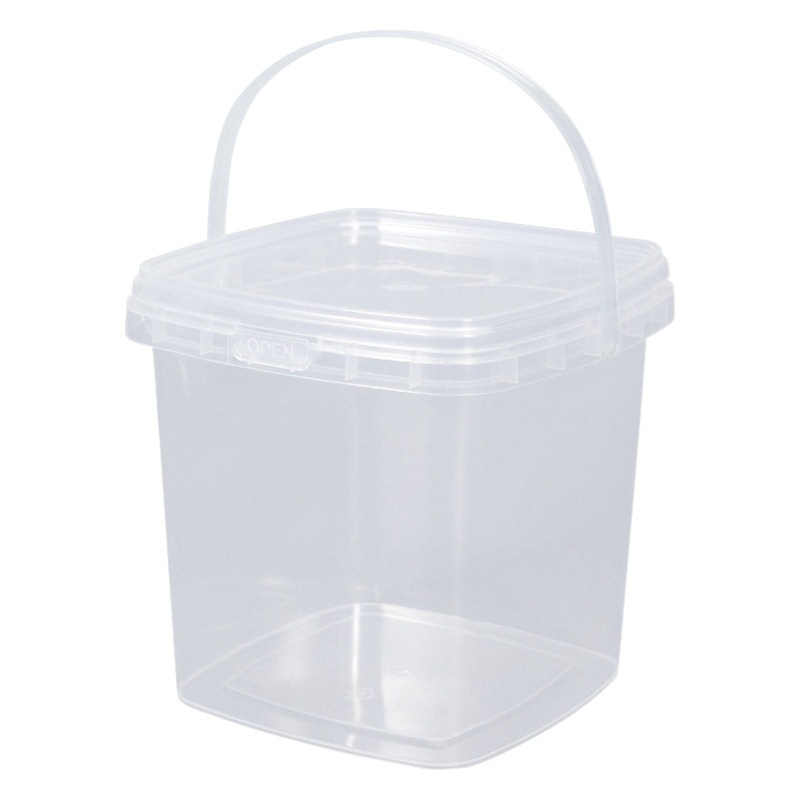 Barril redondo sellado de PP grueso para crutons de agua, de 1L a 25L, adecuado para pasta de judías, kimchi, frutas y envasado de comida para llevar, barril de plástico transparente.