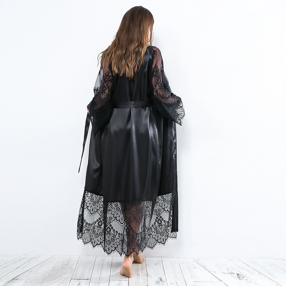 Сексуальное белье, длинный кружевной халат, с длинным рукавом, рукава, комплект, европейский стиль