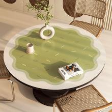 圆形桌垫防水防油免洗餐桌小圆桌桌布轻奢感皮革防烫茶几台布