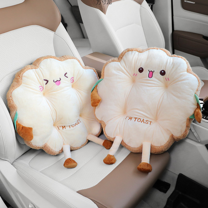 자동차 허리 지원 허리 지원 등받이 차 허리 베개 베개 자동차 귀여운 토스트 베개 사무실 좌석 허리 쿠션 여성